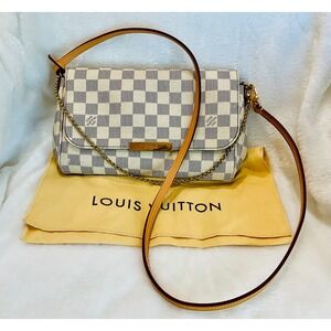 Louis Vuitton Favorite MM Damier Azur Crossbody Baguette Shoulder Bag